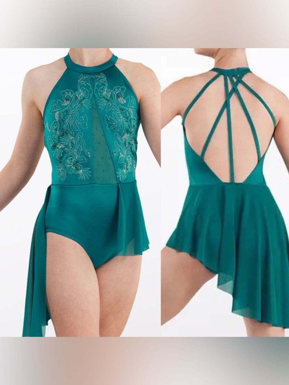 WEISSMAN Elite teal lyrical dance costume Survive 16567 LA-Large adult